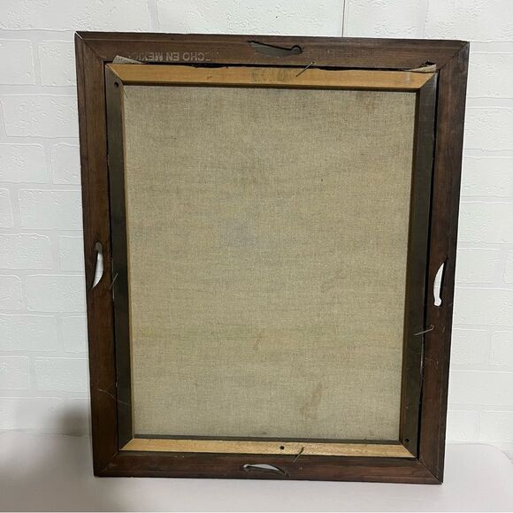 Framed Jesus Wall Art with Blue and Brown Accents made in Mexico - Picture 10 of 10